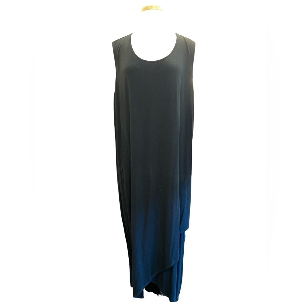 Nic & Zoe Women's Dress Size 1X Black Sleeveless Pullover Maxi Tiered Front